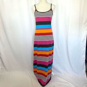 Derek Heart Colorful Stripe Pattern Spaghetti Strap Long Maxi Dress Junior’s L